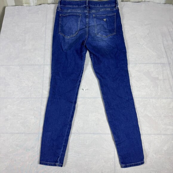 Guess Women's Sexy Curve Skinny Jeans Blue Denim Stretch Mid-Rise Logo 30 RG - Picture 2 of 16